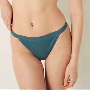 NWT Victoria’s Secret PINK Swim Ribbed High Leg Bikini Bottom Status Blue Size M